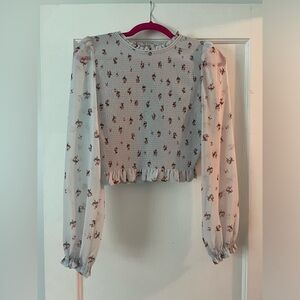 Aritzia Wilfred Tempest Blouse Blue Floral